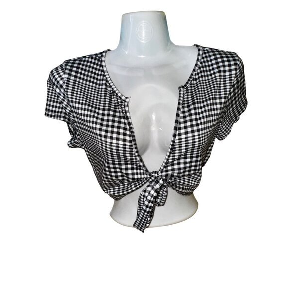 Fashion Nova Black & White Gingham Two-Piece Set Crop Top Pants Large Sexy Cute - Picture 3 of 11